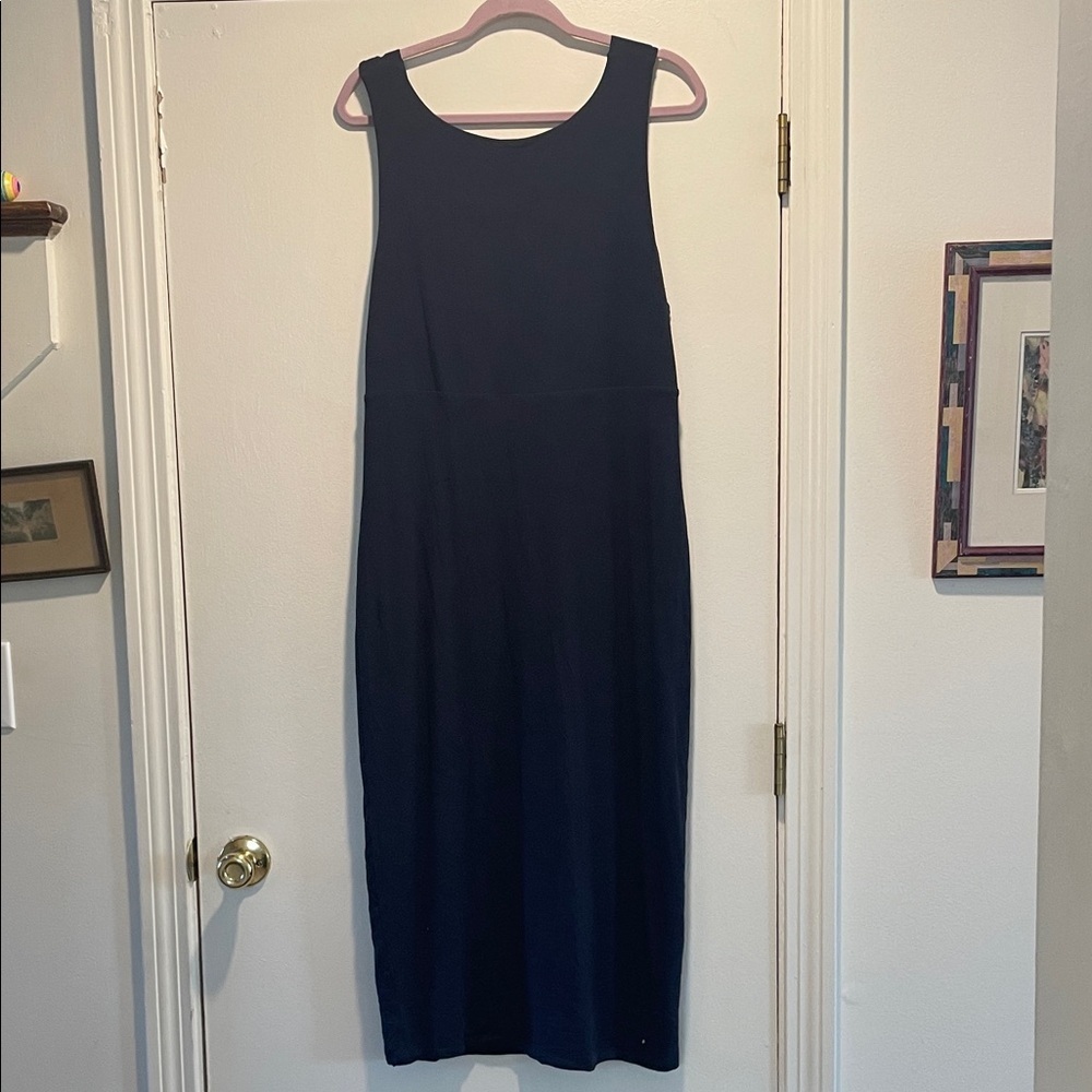 Athleta Navy Blue Double Lining Stretchy  Sleeveless Maxi Dress